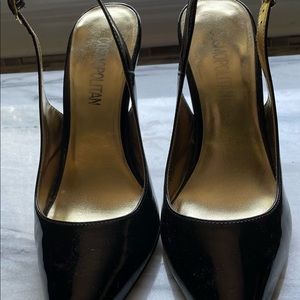 Black Heal Strap Pumps